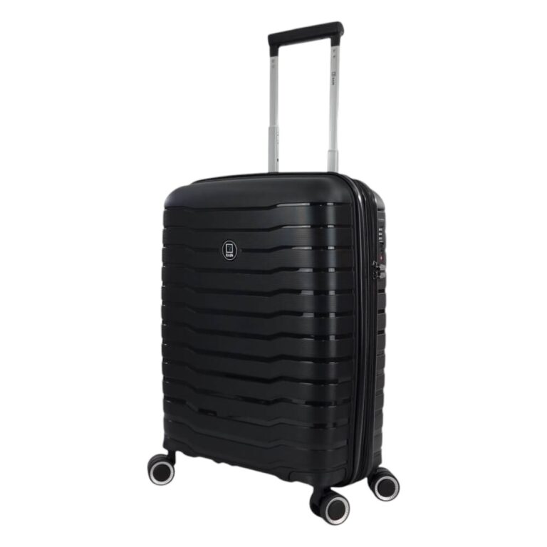 Rain RB80134C Σκληρή Βαλίτσα Καμπίνας ΠΟΛΥΠΡΟΠΥΛΕΝΙΟΥ ΕΠΕΚΤΕΙΝΟΜΕΝΗ με ύψος 55cm σε Μαύρο Χρώμα (55x40x20+5cm)