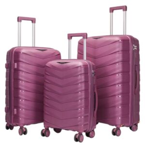 Felbags Fashion Σετ Βαλίτσες ΠΟΛΥΠΡΟΠΥΛΕΝΙΟΥ 3 τεμάχια σε Μωβ Χρώμα (55x40x20cm),(65x45x25cm),(75x50x30cm)