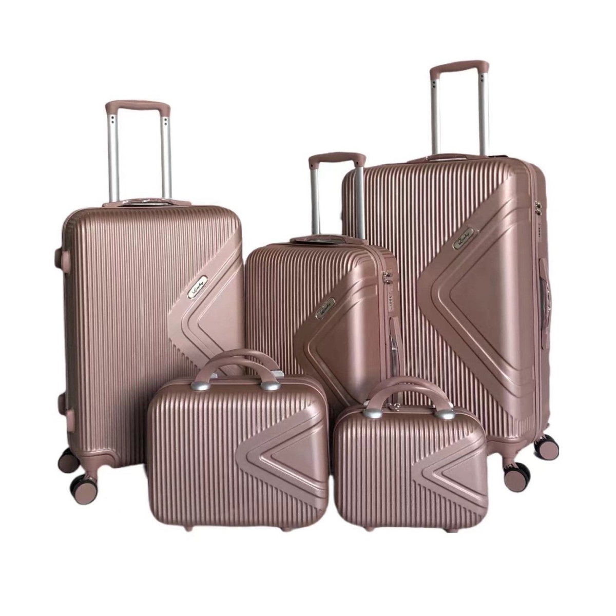 Felbags F221 Σετ Σκληρές Βαλίτσες Ταξιδιού 5 τεμάχια σε Ροζ Χρυσό Χρώμα (55x38x20cm),(65x45x26cm),(75x50x29cm)