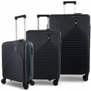 Rain Βαλίτσες Ταξιδιού Σκληρές Μαύρο με 4 Ρόδες Σετ 3τμχ