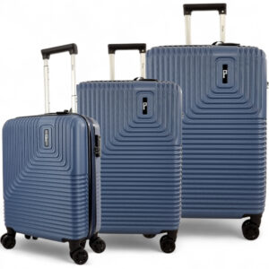 Rain Βαλίτσες Ταξιδιού Σκληρές Μπλε με 4 Ρόδες Σετ 3τμχ