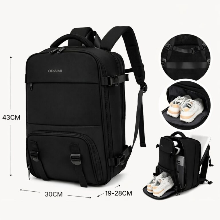 Ormi 5111 Backpack Επεκτεινόμενο σε Μαύρο Χρώμα (43x30x19-28cm)