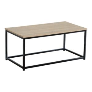 Felhome Τραπεζάκι Σαλονιού MDF Με Μελαμίνη σε Φυσική Απόχρωση Ξύλου και Μαύρο Μεταλλικό Σκελετό (90x48x40,5cm)