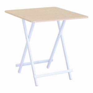 Felhome Τραπέζι Αναδιπλούμενο MDF Με Μελαμίνη σε Φυσική Απόχρωση Ξύλου και Άσπρο Μεταλλικό Σκελετό (70x70x74cm)