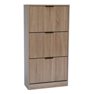 Felhome Παπουτσοθήκη MDF με Μελαμίνη σε Χρώμα Φυσικού Ξύλου με Ανάγλυφες Γραμμές (60x24x118cm)