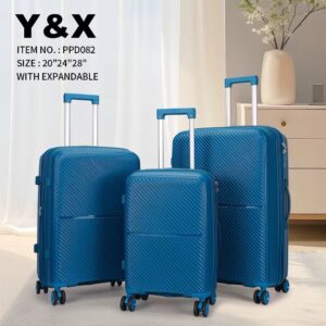 Felbags 082 Σετ Βαλίτσες ΠΟΛΥΠΡΟΠΥΛΕΝΙΟΥ (ΜΕΓΑΛΗ ΑΝΤΟΧΗ) ΕΠΕΚΤΕΙΝΟΜΕΝΕΣ 3 τεμάχια σε Μπλε Χρώμα (55x39x22+5cm),(65x45x26+5cm),(75x49x30+5cm)