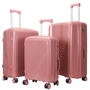 Felbags 014 Σετ Βαλίτσες ΠΟΛΥΠΡΟΠΥΛΕΝΙΟΥ (ΜΕΓΑΛΗ ΑΝΤΟΧΗ) ΕΠΕΚΤΕΙΝΟΜΕΝΕΣ 3 τεμάχια σε Ροζ Χρυσό Χρώμα (55x39x22+5cm),(65x45x26+5cm),(75x49x30+5cm)