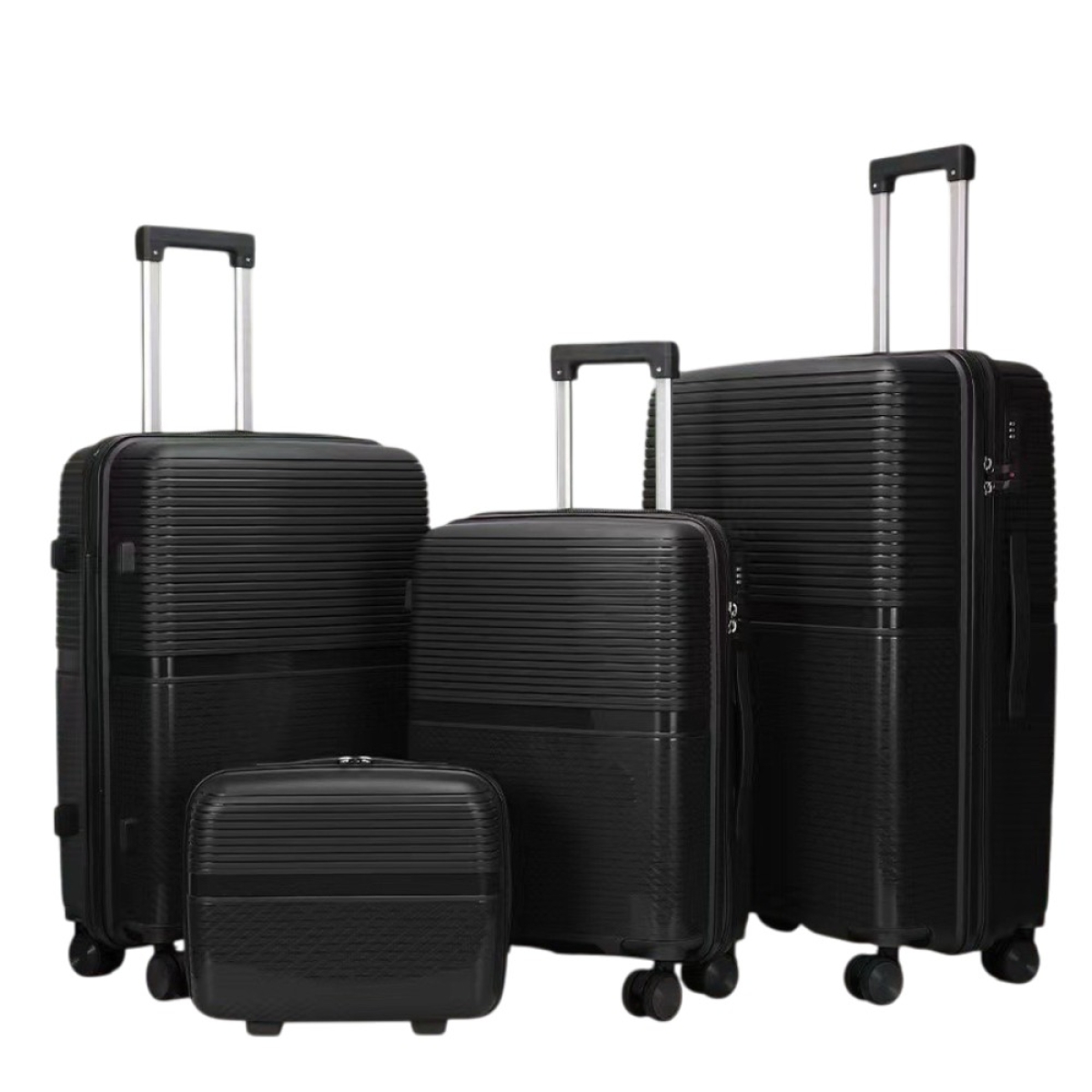 Felbags 016 Σετ Βαλίτσες ΠΟΛΥΠΡΟΠΥΛΕΝΙΟΥ (ΜΕΓΑΛΗ ΑΝΤΟΧΗ) 4 τεμάχια σε Μαύρο Χρώμα (55x40x20cm),(65x45x25cm),(75x50x30cm)