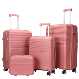 Felbags 016 Σετ Βαλίτσες ΠΟΛΥΠΡΟΠΥΛΕΝΙΟΥ (ΜΕΓΑΛΗ ΑΝΤΟΧΗ) 4 τεμάχια σε Ροζ Χρυσό Χρώμα (55x40x20cm),(65x45x25cm),(75x50x30cm)