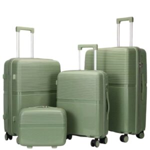 Felbags 016 Σετ Βαλίτσες ΠΟΛΥΠΡΟΠΥΛΕΝΙΟΥ (ΜΕΓΑΛΗ ΑΝΤΟΧΗ) 4 τεμάχια σε Πράσινο Χρώμα (55x40x20cm),(65x45x25cm),(75x50x30cm)