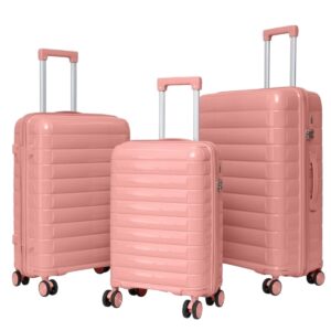 Felbags 101 Σετ Βαλίτσες ΠΟΛΥΠΡΟΠΥΛΕΝΙΟΥ (ΜΕΓΑΛΗ ΑΝΤΟΧΗ) 3 τεμάχια σε Ροζ Χρυσό Χρώμα (55x38x21cm),(65x45x25cm),(75x50x30cm)