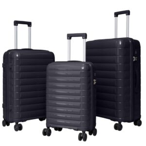 Felbags 101 Σετ Βαλίτσες ΠΟΛΥΠΡΟΠΥΛΕΝΙΟΥ (ΜΕΓΑΛΗ ΑΝΤΟΧΗ) 3 τεμάχια σε Μαύρο Χρώμα (55x38x21cm),(65x45x25cm),(75x50x30cm)