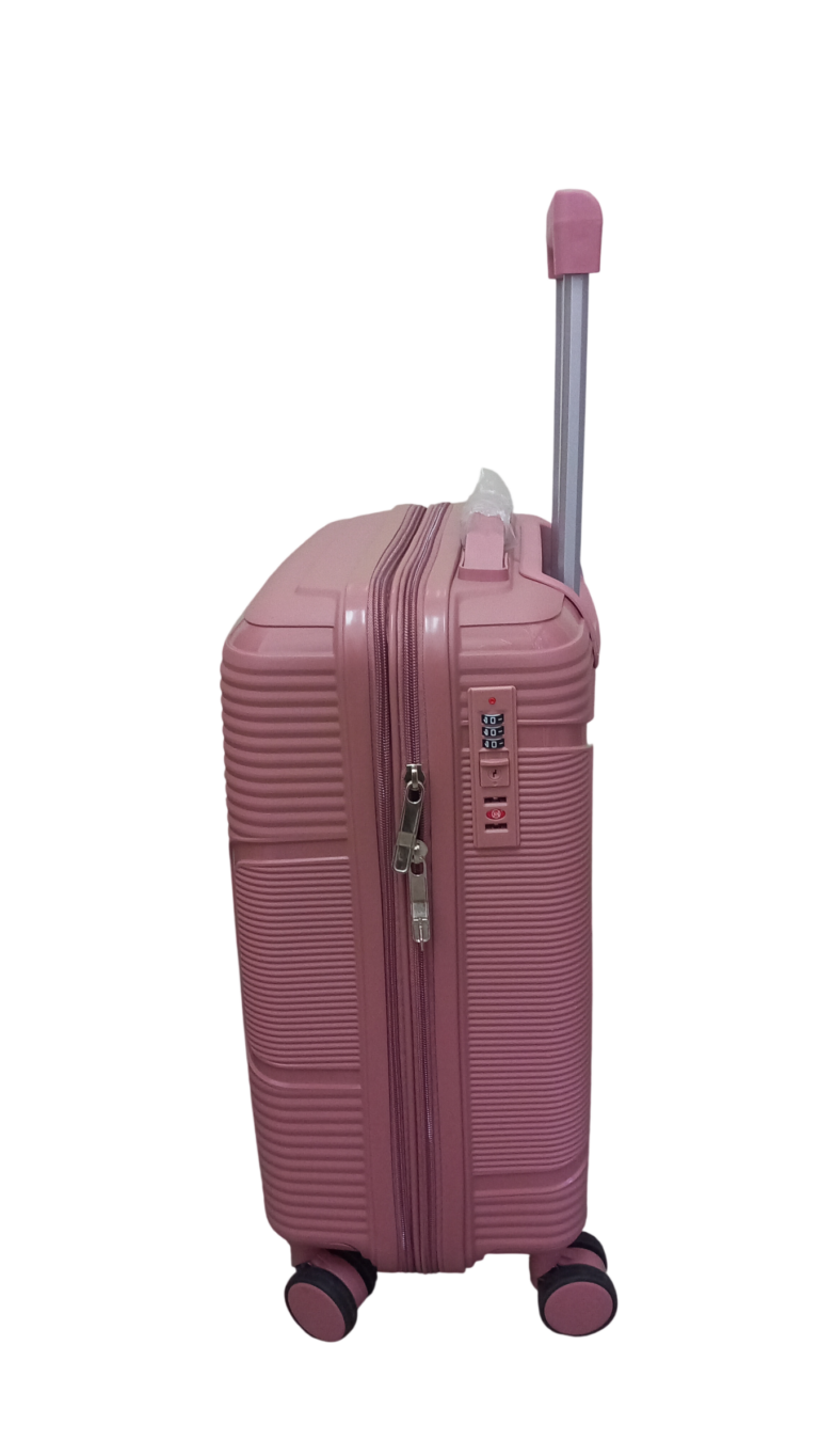 Felbags FL1202 Βαλίτσα Καμπίνας Πολυπροπυλένιου (Μεγάλη Αντοχή) Επεκτεινόμενη σε Ροζ-Χρυσο Χρώμα (53x34x21+5cm)