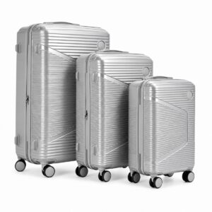 Felbags FL1202 Σετ Βαλίτσες Πολυπροπυλένιου (Μεγάλη Αντοχή) Επεκτεινόμενες 3 τεμάχια σε Ασημί-Γκρι Χρώμα (53x34x21+5cm),(63x40x25+5cm),(73x47x30+5cm)