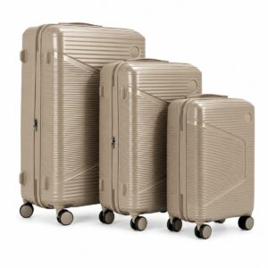 Felbags FL1202 Σετ Βαλίτσες Πολυπροπυλένιου (Μεγάλη Αντοχή) Επεκτεινόμενες 3 τεμάχια σε Σαμπανιζέ Χρώμα (53x34x21+5cm),(63x40x25+5cm),(73x47x30+5cm)