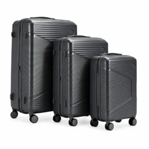 Felbags FL1202 Σετ Βαλίτσες Πολυπροπυλένιου (Μεγάλη Αντοχή) Επεκτεινόμενες 3 τεμάχια σε Σκούρο Γκρι Χρώμα (53x34x21+5cm),(63x40x25+5cm),(73x47x30+5cm)