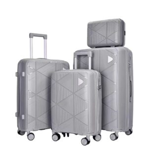 Felbags FL8050 Σετ Βαλίτσες Πολυπροπυλένιου (Μεγάλη Αντοχή) 4 τεμάχια με Νεσεσέρ με ιμάντα προσαρμογής στη βαλίτσα σε Γκρι Χρώμα (55x38x23),(65x45x26),(70x50x30)