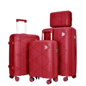 Felbags FL8050 Σετ Βαλίτσες Πολυπροπυλένιου (Μεγάλη Αντοχή) 4 τεμάχια με Νεσεσέρ με ιμάντα προσαρμογής στη βαλίτσα σε Κόκκινο Χρώμα (55x38x23),(65x45x26),(70x50x30)