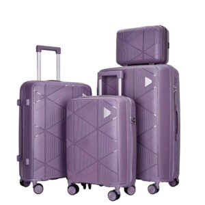 Felbags FL8050 Σετ Βαλίτσες Πολυπροπυλένιου (Μεγάλη Αντοχή) 4 τεμάχια με Νεσεσέρ με ιμάντα προσαρμογής στη βαλίτσα σε Λιλα Χρώμα (55x38x23),(65x45x26),(70x50x30)