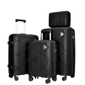 Felbags FL8050 Σετ Βαλίτσες Πολυπροπυλένιου (Μεγάλη Αντοχή) 4 τεμάχια με Νεσεσέρ με ιμάντα προσαρμογής στη βαλίτσα σε Μαύρο Χρώμα (55x38x23),(65x45x26),(70x50x30)