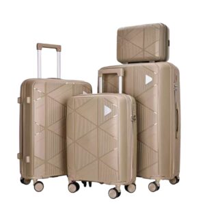 Felbags FL8050 Σετ Βαλίτσες Πολυπροπυλένιου (Μεγάλη Αντοχή) 4 τεμάχια με Νεσεσέρ με ιμάντα προσαρμογής στη βαλίτσα σε Μπεζ Χρώμα (55x38x23),(65x45x26),(70x50x30)