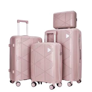 Felbags FL8050 Σετ Βαλίτσες Πολυπροπυλένιου (Μεγάλη Αντοχή) 4 τεμάχια με Νεσεσέρ με ιμάντα προσαρμογής στη βαλίτσα σε Ροζ Χρώμα (55x38x23),(65x45x26),(70x50x30)