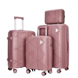 Felbags FL8050 Σετ Βαλίτσες Πολυπροπυλένιου (Μεγάλη Αντοχή) 4 τεμάχια με Νεσεσέρ με ιμάντα προσαρμογής στη βαλίτσα σε Ροζ Χρυσό Χρώμα (55x38x23),(65x45x26),(70x50x30)