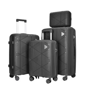 Felbags FL8050 Σετ Βαλίτσες Πολυπροπυλένιου (Μεγάλη Αντοχή) 4 τεμάχια με Νεσεσέρ με ιμάντα προσαρμογής στη βαλίτσα σε Σκούρο Γκρι Χρώμα (55x38x23),(65x45x26),(70x50x30)