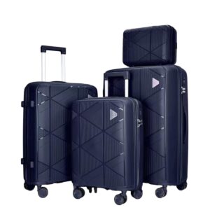 Felbags FL8050 Σετ Βαλίτσες Πολυπροπυλένιου (Μεγάλη Αντοχή) 4 τεμάχια με Νεσεσέρ με ιμάντα προσαρμογής στη βαλίτσα σε Σκούρο-Μπλε Χρώμα (55x38x23),(65x45x26),(70x50x30)