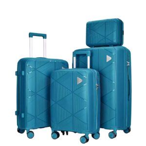 Felbags FL8050 Σετ Βαλίτσες Πολυπροπυλένιου (Μεγάλη Αντοχή) 4 τεμάχια με Νεσεσέρ με ιμάντα προσαρμογής στη βαλίτσα σε Τυρκουάζ Χρώμα (55x38x23),(65x45x26),(70x50x30)