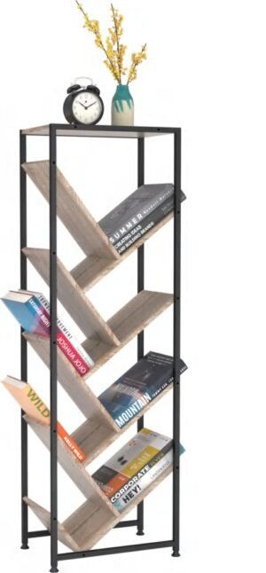 Sidirela E-4758 ΒΙΒΛΙΟΘΗΚΗ ΜΕΤΑΛΛΙΚΗ 40X26,5X125cm με Μαύρο Μεταλλικό σκελετό