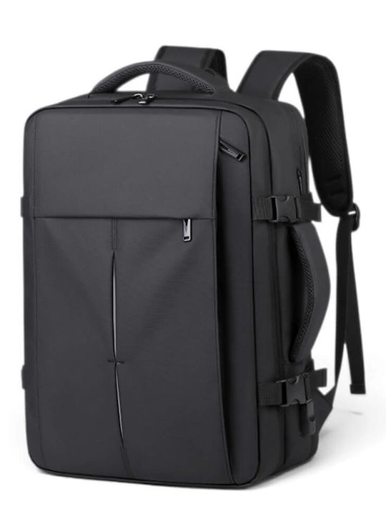 Felbags 3506 Αδιάβροχη Τσάντα Πλάτης Επεκτεινόμενη σε Μαύρο Xρώμα (45x30x16+6cm)